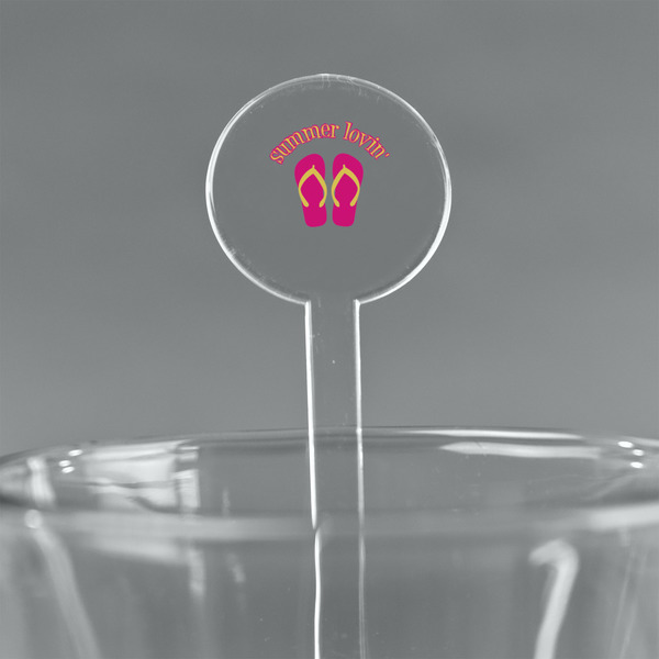 Custom FlipFlop 7" Round Plastic Stir Sticks - Clear (Personalized)