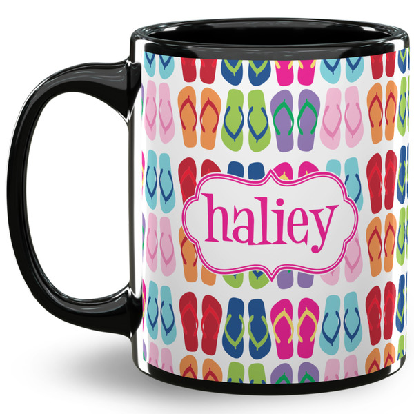 Custom FlipFlop 11 Oz Coffee Mug - Black (Personalized)