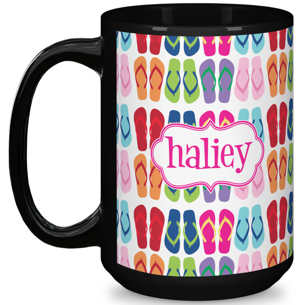 Custom FlipFlop 15 Oz Coffee Mug - Black (Personalized)