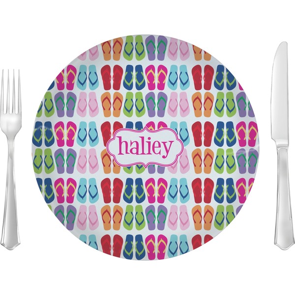 Custom FlipFlop Glass Lunch / Dinner Plate 10" (Personalized)