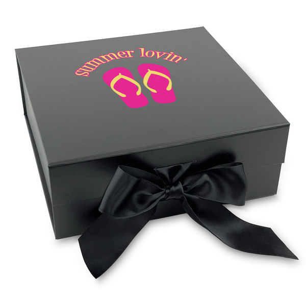 Custom FlipFlop Gift Box with Magnetic Lid - Black (Personalized)