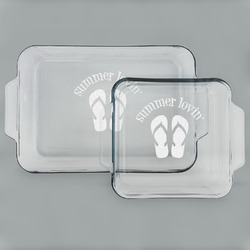 FlipFlop Set of Glass Baking & Cake Dish - 13in x 9in & 8in x 8in (Personalized)