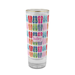 FlipFlop 2 oz Shot Glass - Glass with Gold Rim (Personalized)