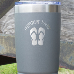 FlipFlop 20 oz Stainless Steel Tumbler - Grey - Double Sided (Personalized)