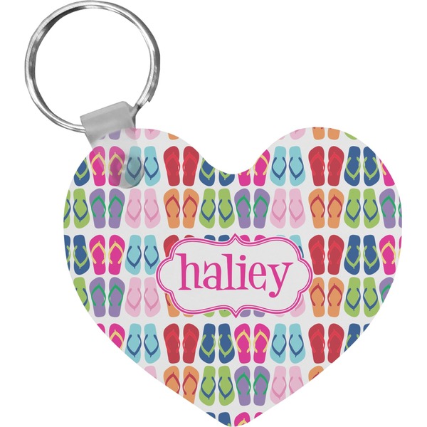 Custom FlipFlop Heart Plastic Keychain w/ Name or Text