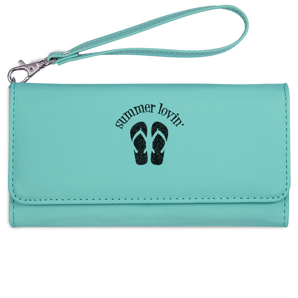 Custom FlipFlop Ladies Leatherette Wallet - Laser Engraved- Teal (Personalized)