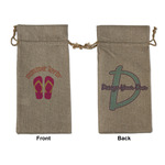 FlipFlop Large Burlap Gift Bag - Front & Back (Personalized)