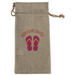 FlipFlop Large Burlap Gift Bag - Front (Personalized)