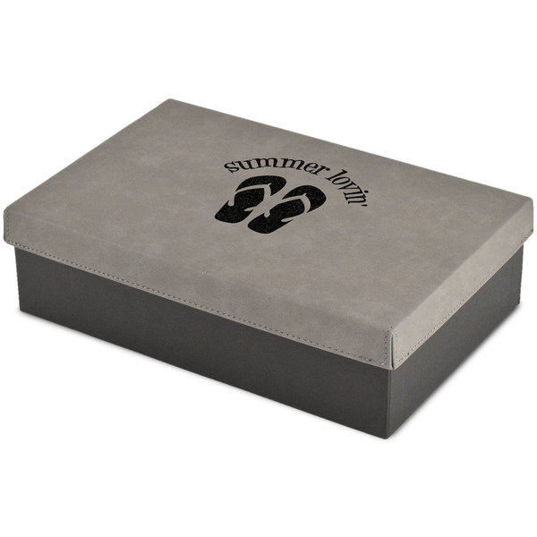 Custom FlipFlop Large Gift Box w/ Engraved Leather Lid (Personalized)