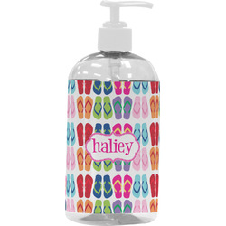 FlipFlop Plastic Soap / Lotion Dispenser (16 oz - Large - White) (Personalized)