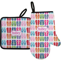 FlipFlop Right Oven Mitt & Pot Holder Set w/ Name or Text
