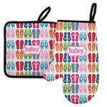 FlipFlop Left Oven Mitt & Pot Holder Set w/ Name or Text