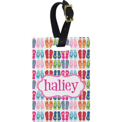 FlipFlop Plastic Luggage Tag - Rectangular w/ Name or Text