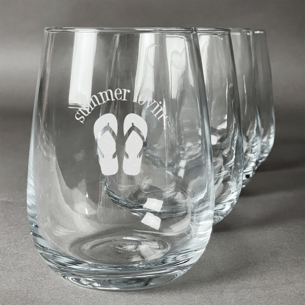 Custom FlipFlop Stemless Wine Glasses (Set of 4) (Personalized)