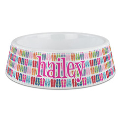 FlipFlop Plastic Dog Bowl - Large (Personalized)