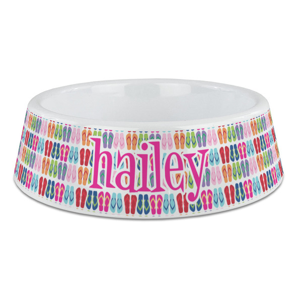 Custom FlipFlop Plastic Dog Bowl - Large (Personalized)