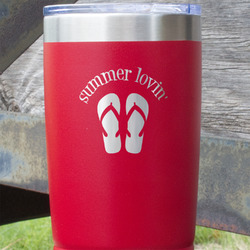 FlipFlop 20 oz Stainless Steel Tumbler - Red - Double Sided (Personalized)