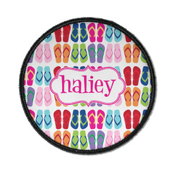 FlipFlop Iron On Round Patch w/ Name or Text