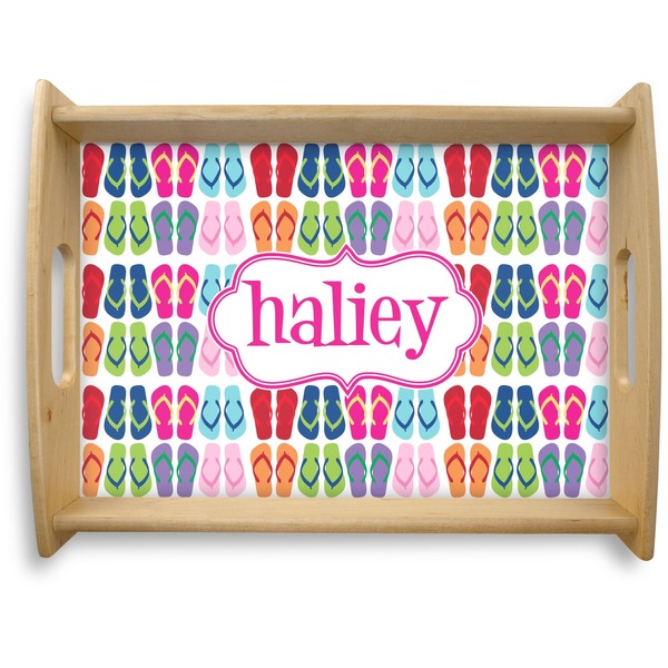 Custom FlipFlop Natural Wooden Tray - Large (Personalized)