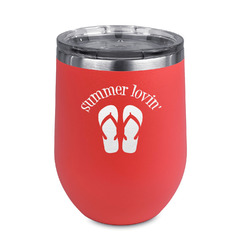 FlipFlop Stemless Stainless Steel Wine Tumbler - Coral - Single Sided (Personalized)