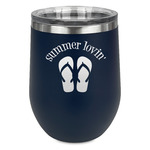 FlipFlop Stemless Stainless Steel Wine Tumbler - Navy - Double Sided (Personalized)