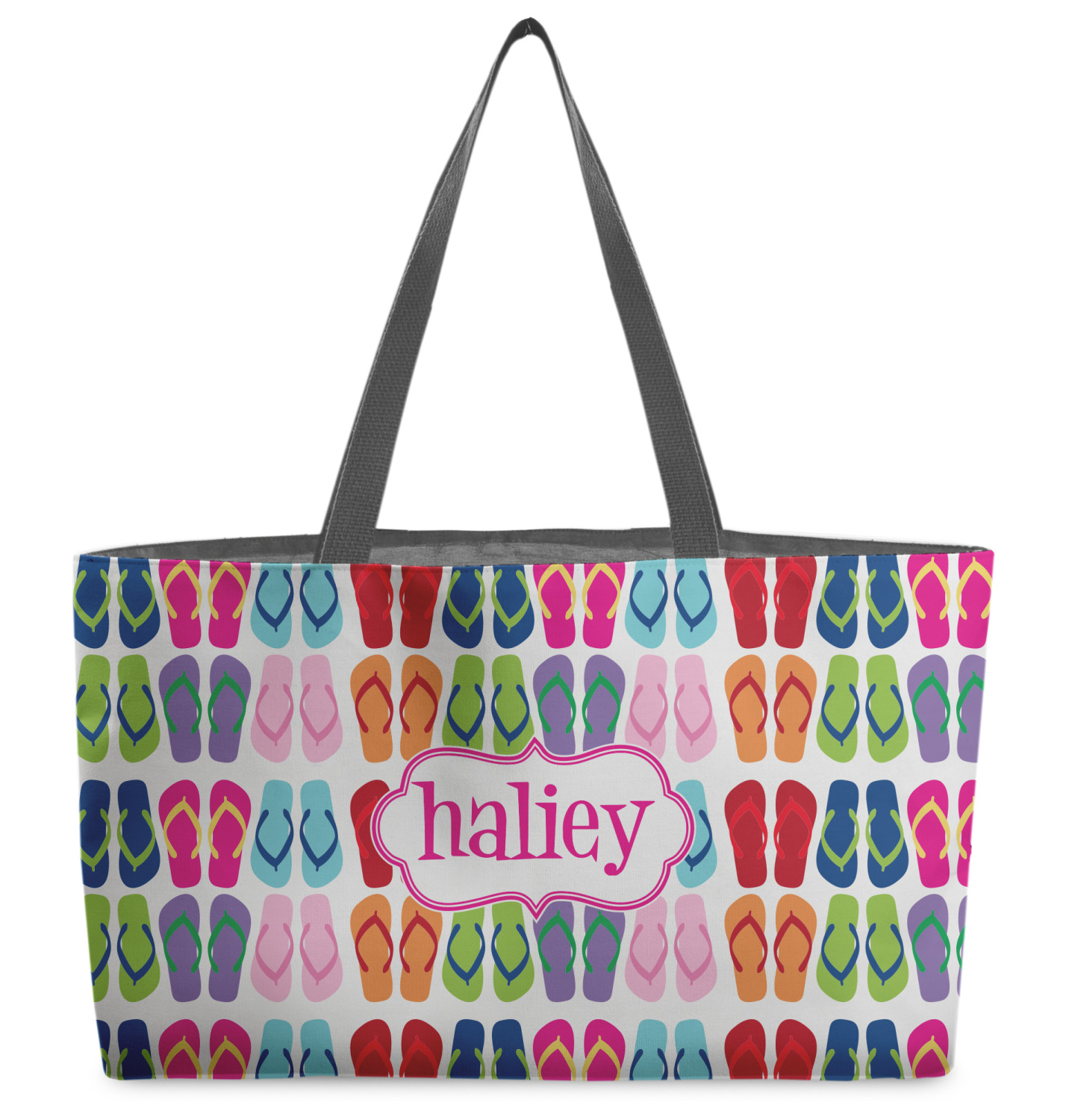 Custom FlipFlop Beach Totes Bag w Black Handles Personalized YouCustomizeIt