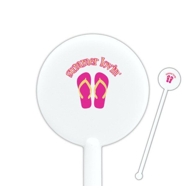 Custom FlipFlop 5.5" Round Plastic Stir Sticks - White - Double Sided (Personalized)