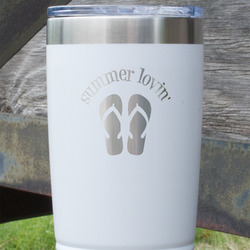 FlipFlop 20 oz Stainless Steel Tumbler - White - Double Sided (Personalized)
