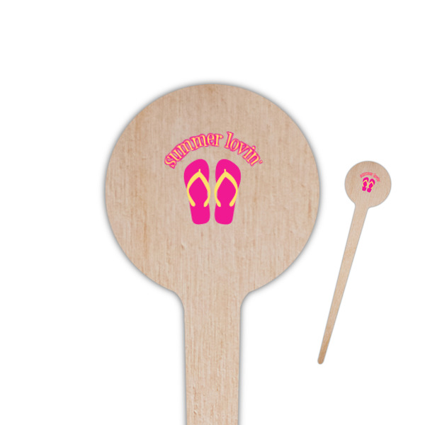 Custom FlipFlop 4" Round Wooden Food Picks - Single Sided (Personalized)