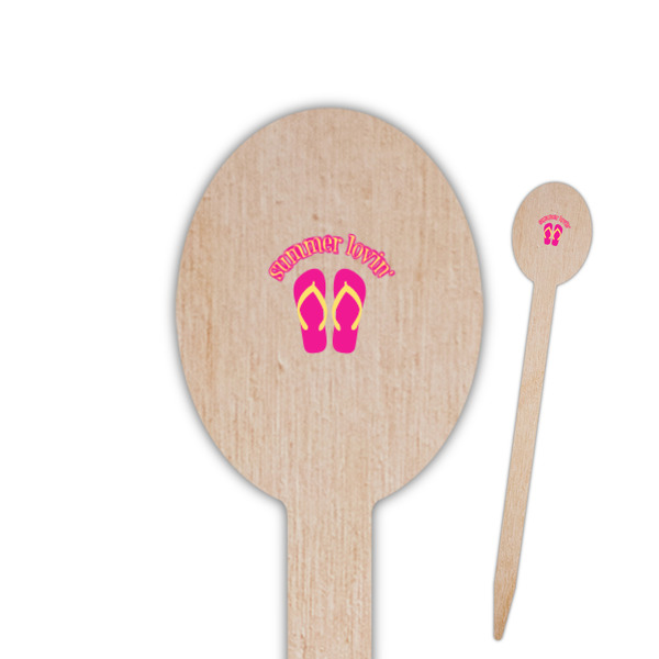 Custom FlipFlop Oval Wooden Food Picks - Single Sided (Personalized)