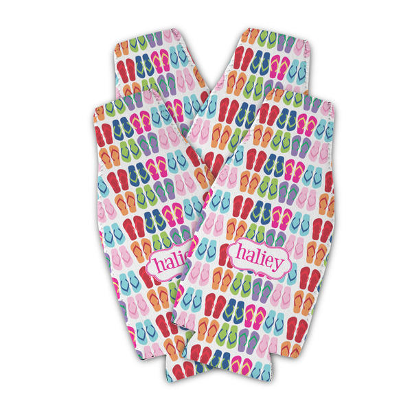 Custom FlipFlop Zipper Bottle Cooler - Set of 4 (Personalized)