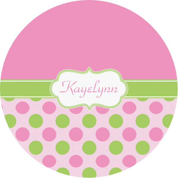 Custom Pink & Green Dots Multipurpose Round Labels - 1" (Personalized)