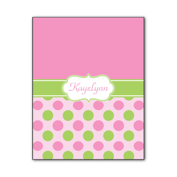 Custom Pink & Green Dots Wood Print - 11x14 (Personalized)