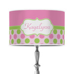 Pink & Green Dots 12" Drum Lamp Shade - Poly-film (Personalized)