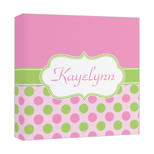 Custom Pink & Green Dots Canvas Print - 12x12 (Personalized)