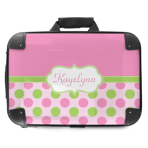Custom Pink & Green Dots Hard Shell Briefcase - 18" (Personalized)