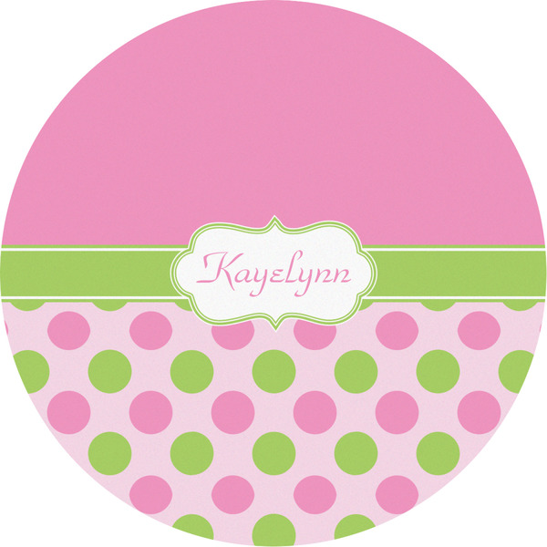 Custom Pink & Green Dots Multipurpose Round Labels - 2" (Personalized)