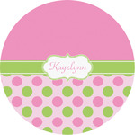 Pink & Green Dots Multipurpose Round Labels - Custom Sized (Personalized)