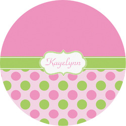 Pink & Green Dots Multipurpose Round Labels - 3" (Personalized)