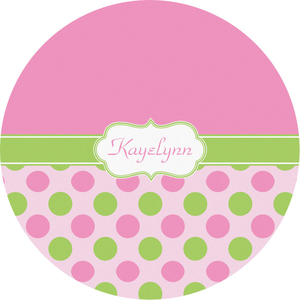 Custom Pink & Green Dots Multipurpose Round Labels - 3" (Personalized)