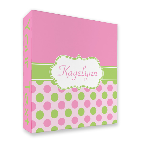 Custom Pink & Green Dots 3 Ring Binder - Full Wrap - 2" (Personalized)