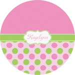 Pink & Green Dots Multipurpose Round Labels - 5" (Personalized)