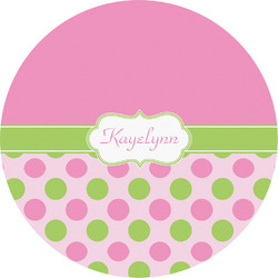 Pink & Green Dots Multipurpose Round Labels - 5" (Personalized)