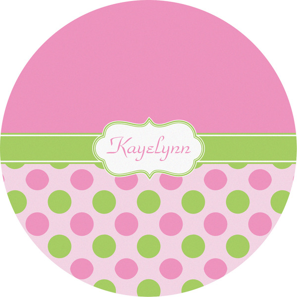 Custom Pink & Green Dots Multipurpose Round Labels - 5" (Personalized)