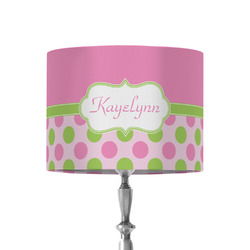 Pink & Green Dots 8" Drum Lamp Shade - Fabric (Personalized)