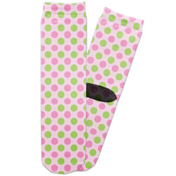 Pink & Green Dots Adult Crew Socks