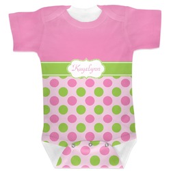 Pink & Green Dots Baby Bodysuit 6-12 (Personalized)