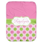 Pink & Green Dots Baby Swaddling Blanket (Personalized)