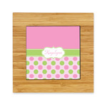 Pink & Green Dots Bamboo Trivet with Ceramic Tile Insert (Personalized)