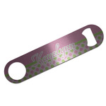 Pink & Green Dots Bar Bottle Opener - Silver w/ Name or Text